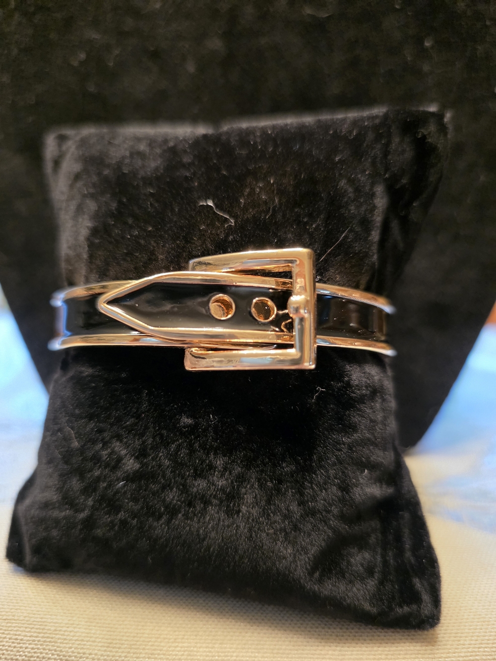 #390 Plunder Black and Gold Belt Buckle Bracelet